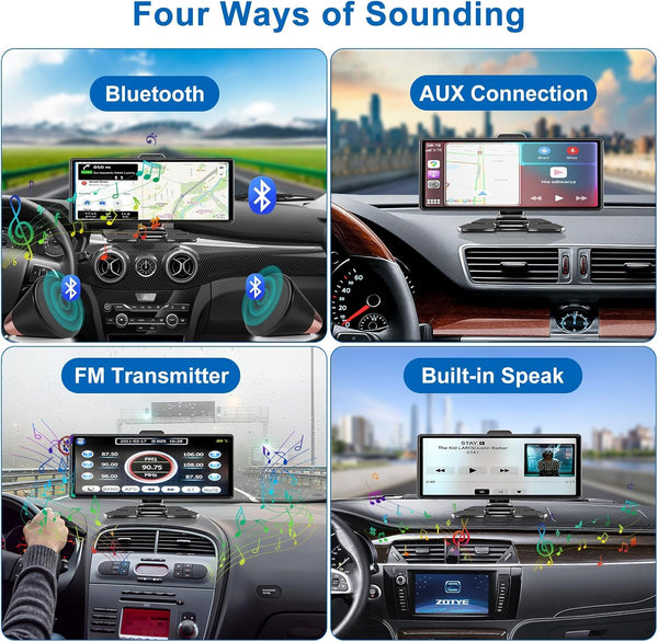 Pantalla inalámbrica Sakerplus® Carplay con cámara para salpicadero 4K