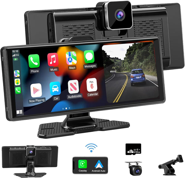 Pantalla inalámbrica Sakerplus® Carplay con cámara para salpicadero 4K