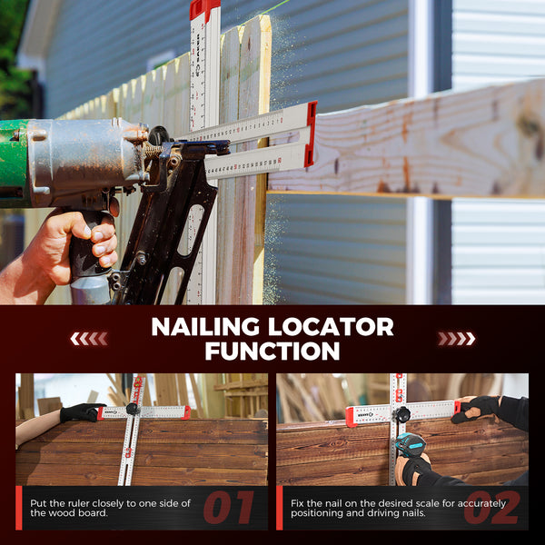 Sakerplus® Accurate Hole Position Marker - SAKER® 4 in 1 Drilling Positioning Ruler