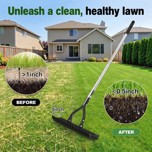 Sakerplus® Heavy Duty Lawn Thatch Rake