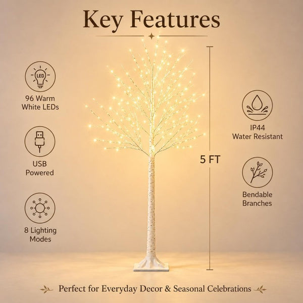 Sakerplus® Warm White LED Birch Tree Lights