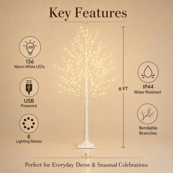 Sakerplus® Warm White LED Birch Tree Lights