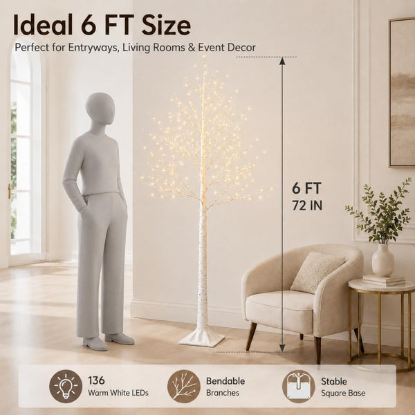 Sakerplus® Warm White LED Birch Tree Lights