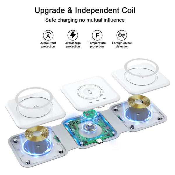 Cargador inalámbrico magnético triple plegable Saker