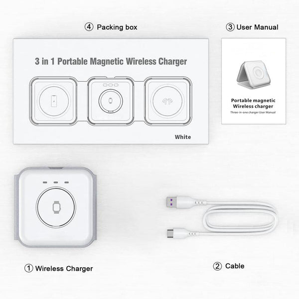 Cargador inalámbrico magnético triple plegable Saker