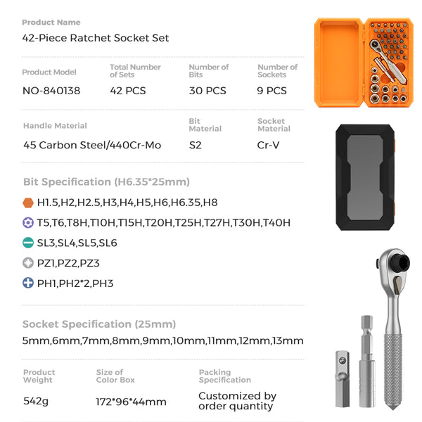 SAKER 42 in 1 Screwdriver Set Ratchet Wrench