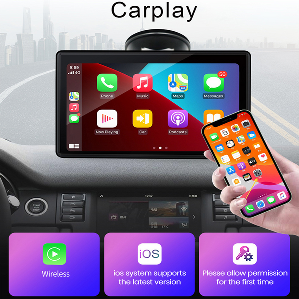 Estéreo portátil con pantalla táctil inalámbrico Sakerplus® CarPlay