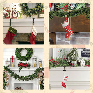 Sakerplus Adjustable Fireplace Garland and Stocking Hanger