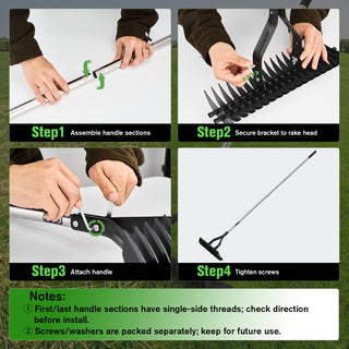 Sakerplus® Heavy Duty Lawn Thatch Rake