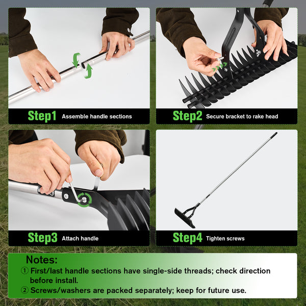 Sakerplus® Heavy Duty Lawn Thatch Rake