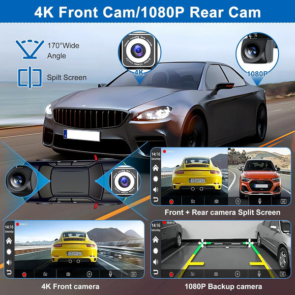 Pantalla inalámbrica Sakerplus® Carplay con cámara para salpicadero 4K