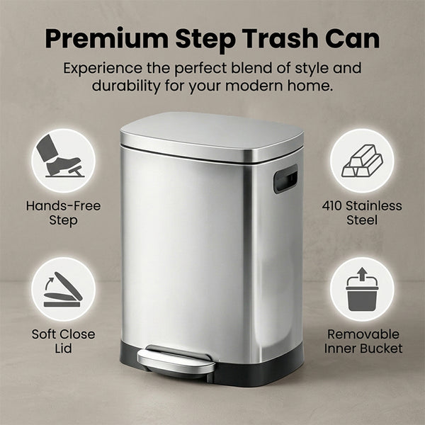 Sakerplus® Stainless Steel Trash Can with Lid