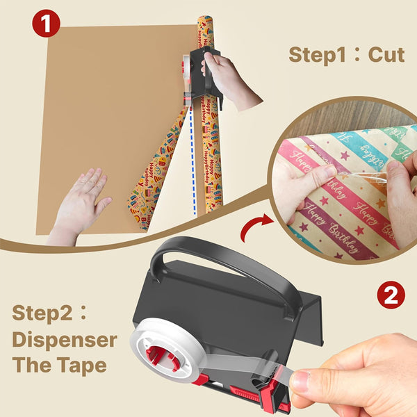 Juego de cortador y dispensador de papel de regalo Sakerplus
