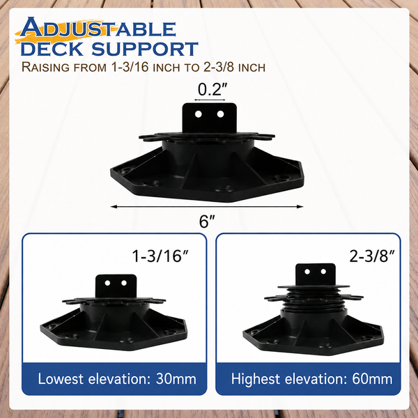 Sakerplus® Adjustable Deck Support Pedestal Kit