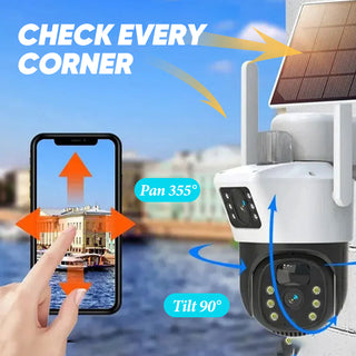 Sakerplus Dual Lens Solar Security Camera Outdoor