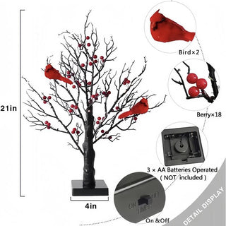 Sakerplus Vintage Glowing Tree With Cardinals Lamp