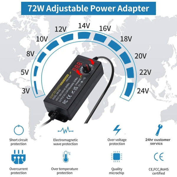 Sakerplus® Adjustable Universal Power Supply Adapter Tips
