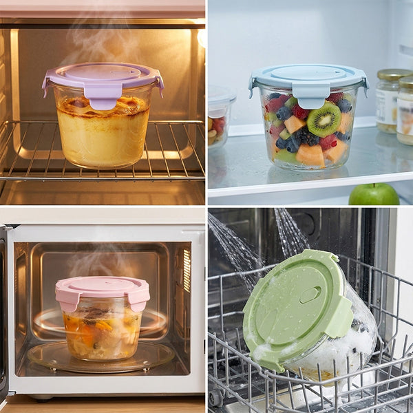 Sakerplus® Lidded Glass Food Storage Bowl Set