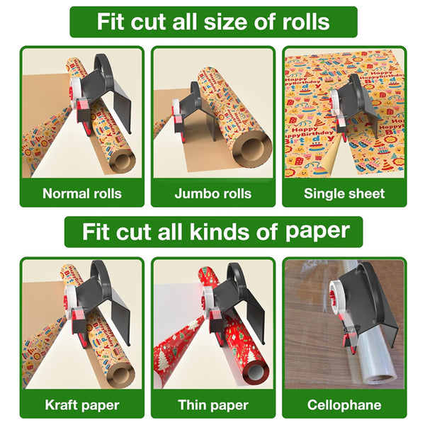 Juego de cortador y dispensador de papel de regalo Sakerplus