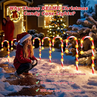 Sakerplus® Solar Candy Cane Christmas Lights