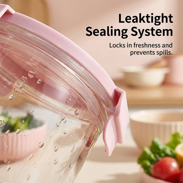 Sakerplus® Lidded Glass Food Storage Bowl Set