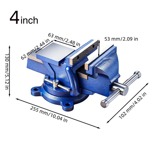 Sakerplus® Heavy Duty Bench Vise With Anvil And 360° Swivel Base