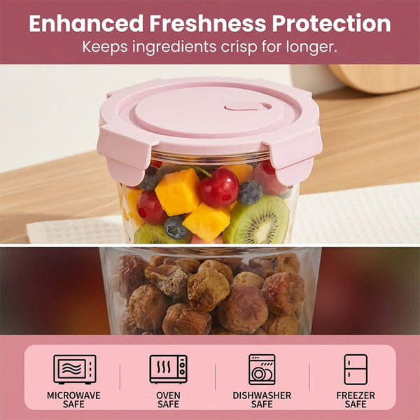 Sakerplus® Lidded Glass Food Storage Bowl Set