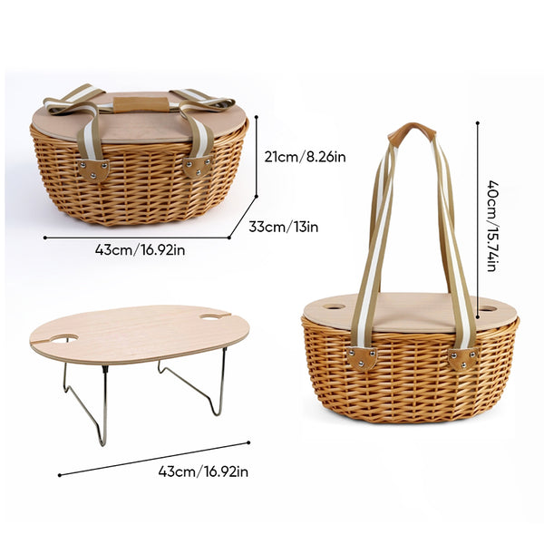 Sakerplus® Picnic Basket With Wine Table