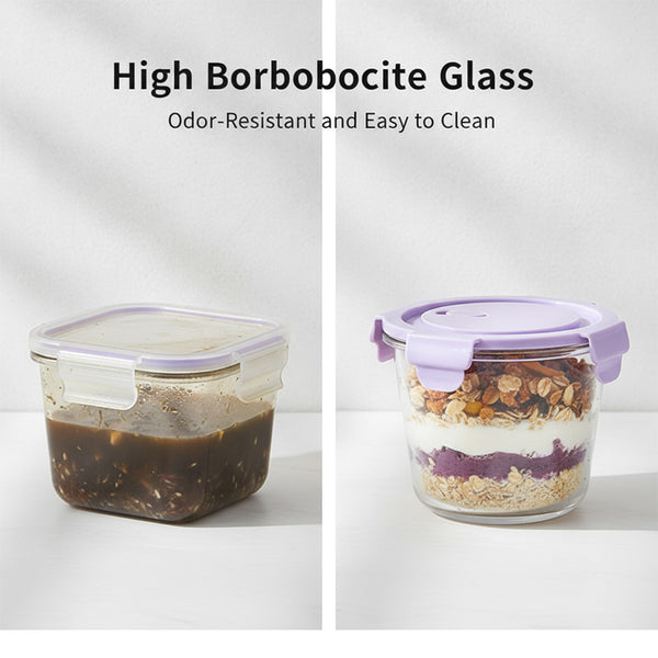 Sakerplus® Lidded Glass Food Storage Bowl Set