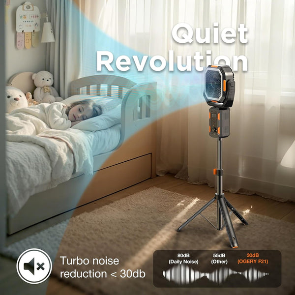 Ventilador de camping Sakerplus con luz y batería