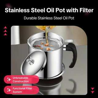 Sakerplus® Stainless Steel Oil Pot with Filter