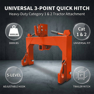 Sakerplus® 3 Point Adjustable Tractor Quick Hitch