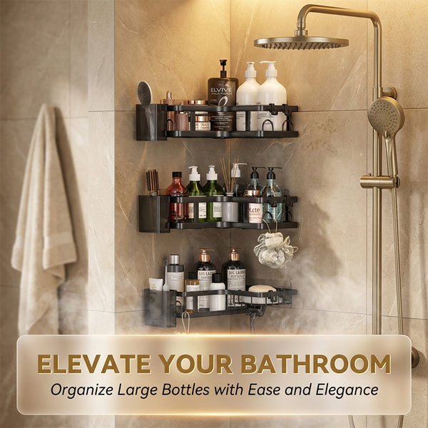 Sakerplus® Drill-Free Bathroom Corner Shelf Set