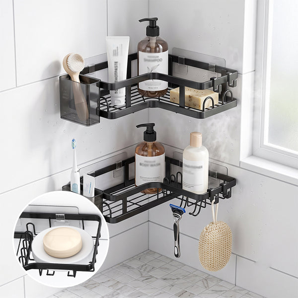 Sakerplus® Drill-Free Bathroom Corner Shelf Set