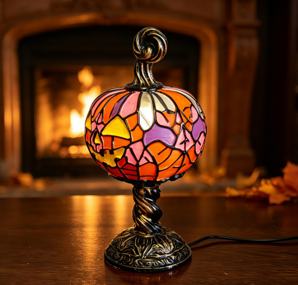 Sakerplus® Stained Glass Halloween Pumpkin Table Lamp