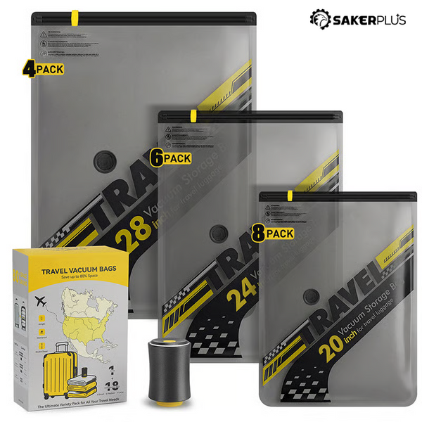 Sakerplus® Portable Vacuum Storage Bags Set-CLEARANCE SALE – MASSIVE SAVINGS!