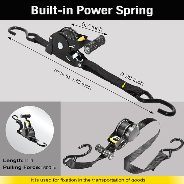 Sakerplus® Automatic Retractable Heavy-Duty Ratchet Strap