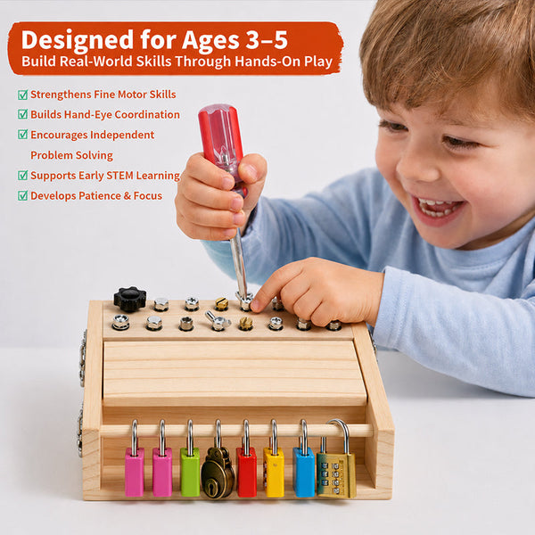 Sakerplus® Montessori Screwdriver Lock And Key Board