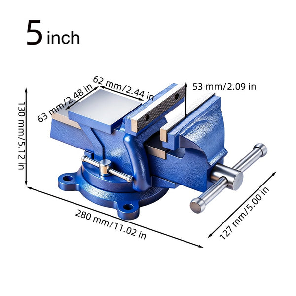 Sakerplus® Heavy Duty Bench Vise With Anvil And 360° Swivel Base
