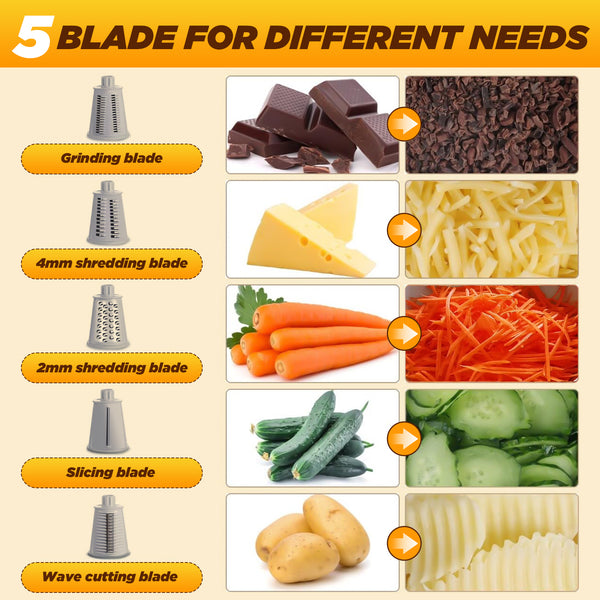 Rallador de queso rotatorio 5 en 1 Sakerplus