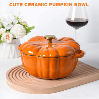 Sakerplus Enameled Cast Iron Pumpkin Dutch Oven