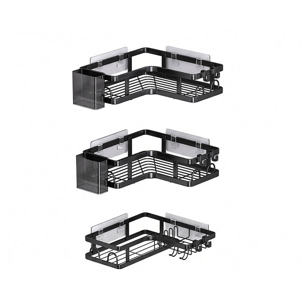 Sakerplus® Drill-Free Bathroom Corner Shelf Set
