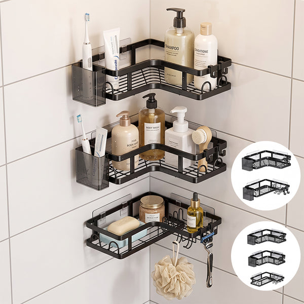 Sakerplus® Drill-Free Bathroom Corner Shelf Set