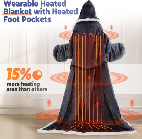 Sakerplus Electric Wearable Throw Blanket with Sleeves