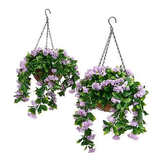 Sakerplus® Faux Crepe Myrtle Hanging Flower Basket 2 Pack