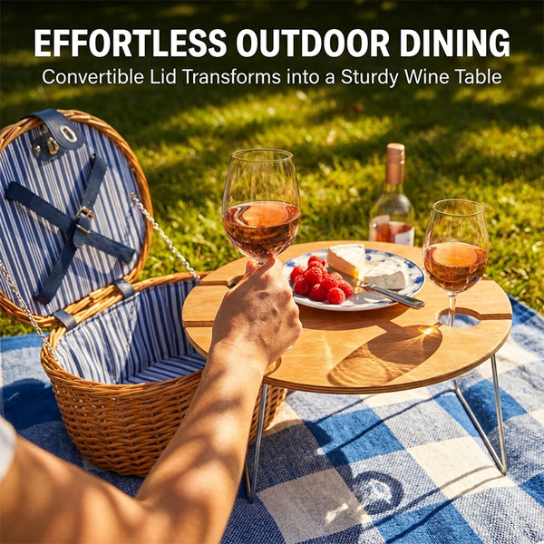Sakerplus® Picnic Basket With Wine Table