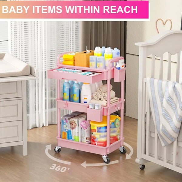 Sakerplus® Rolling Utility Storage Cart With Drawer