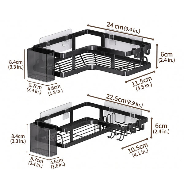 Sakerplus® Drill-Free Bathroom Corner Shelf Set