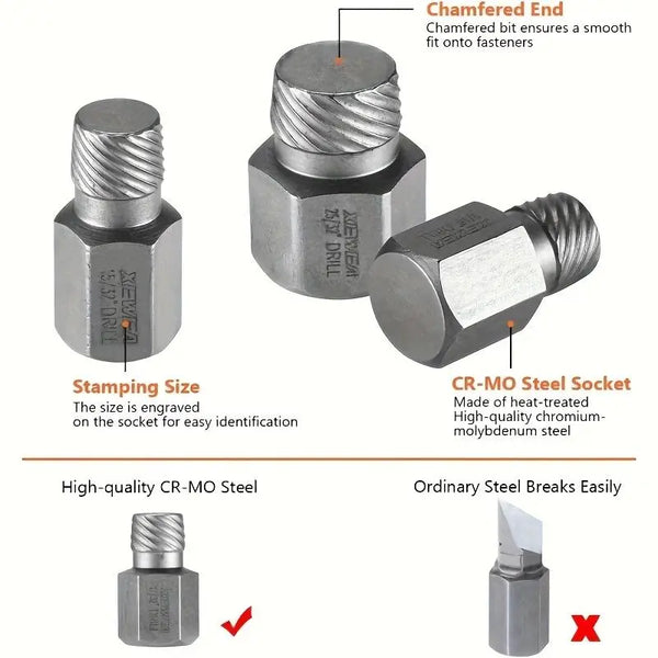 Sakerplus® 25-Piece Impact Bolt Extractor Set