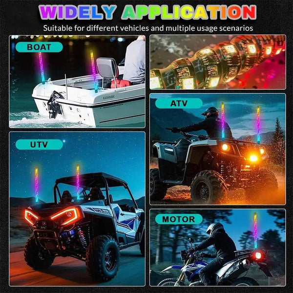 Sakerplus® Spiral RGB LED Whip Lights Set